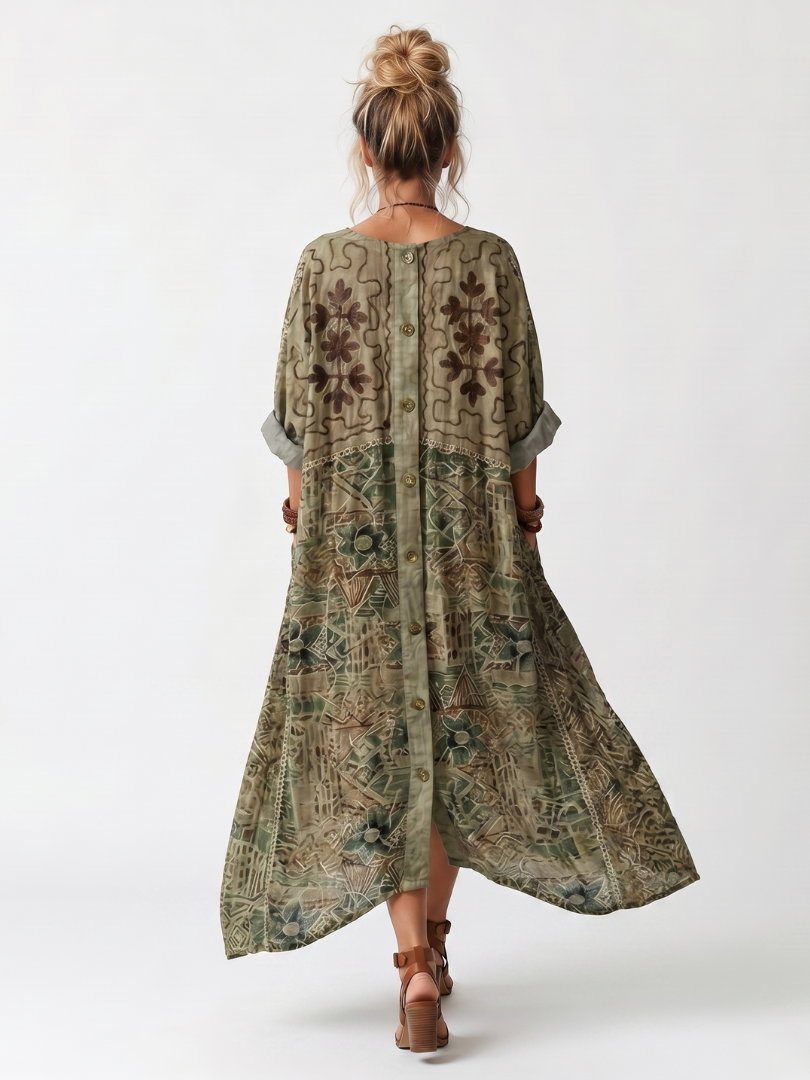 ALETA | Button Front Oversized Pocket Midi Dress