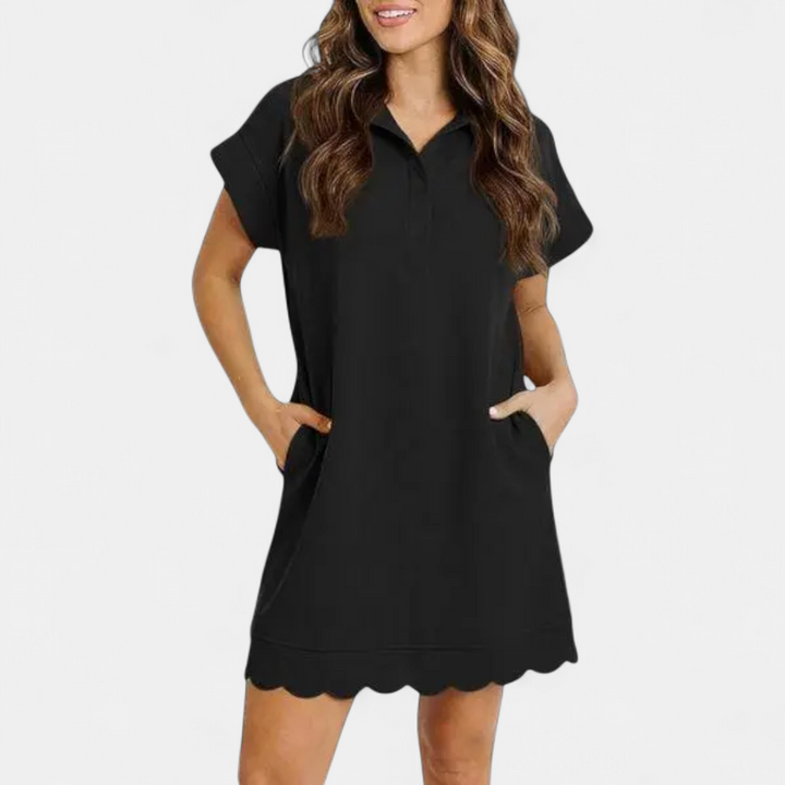 BRINELLE | Ruffle Polo Midi Dress