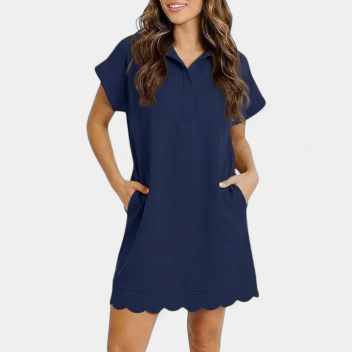 BRINELLE | Ruffle Polo Midi Dress