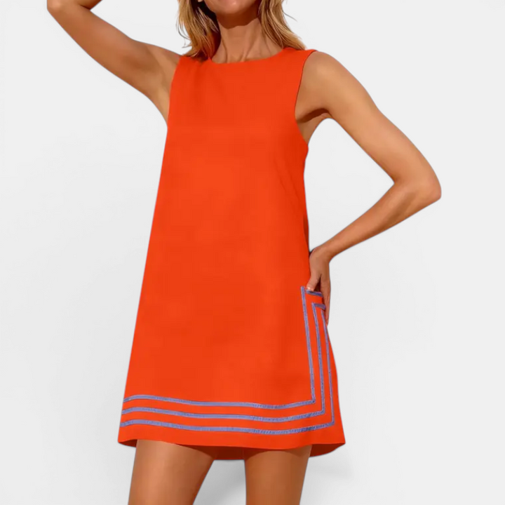 CALINDA | Boho Colourblock Sleeveless Mini Dress