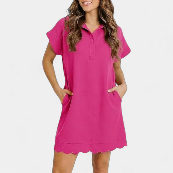 BRINELLE | Ruffle Polo Midi Dress