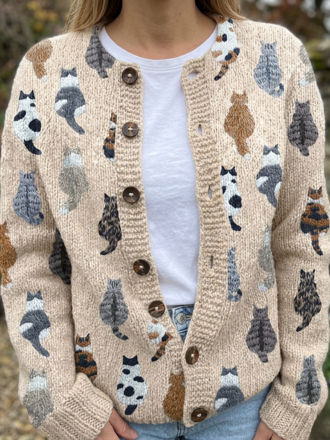 BRAMLEY | The Cat Print Cardigan