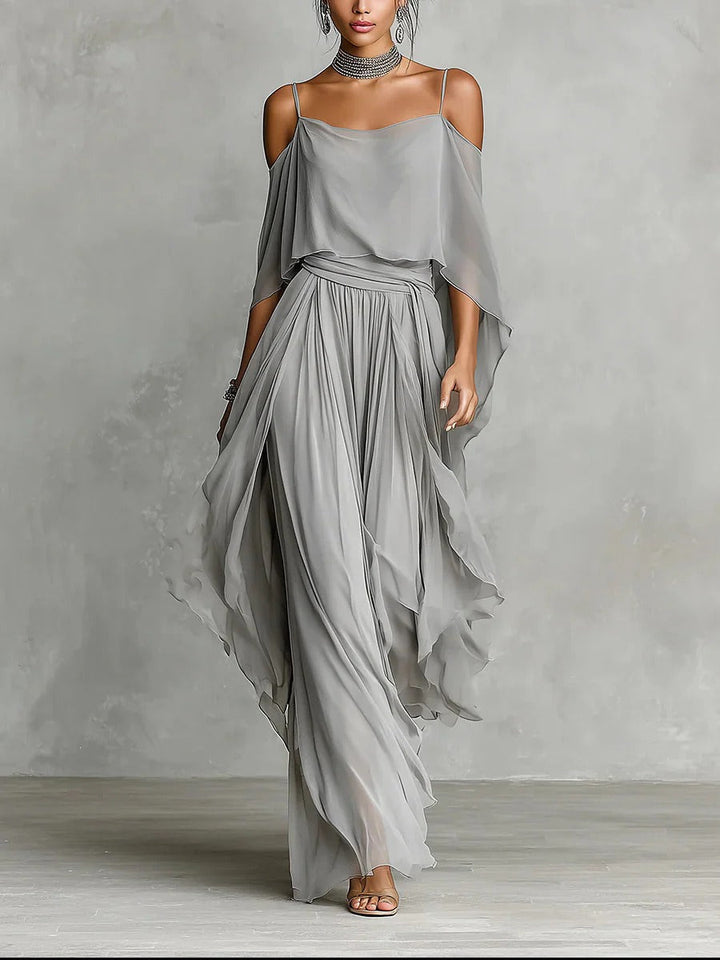RENATA | Grey Fluid Set with Strappy Top and Lightweight Trousers